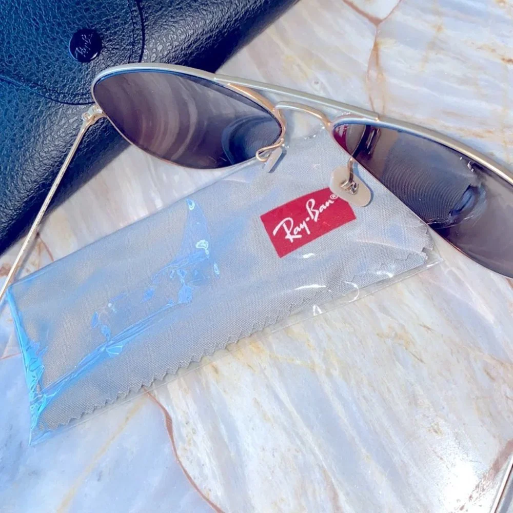 Ray Ban Large Aviator Sunglasses Orange Glasses Gold Frames Shades 3025‎